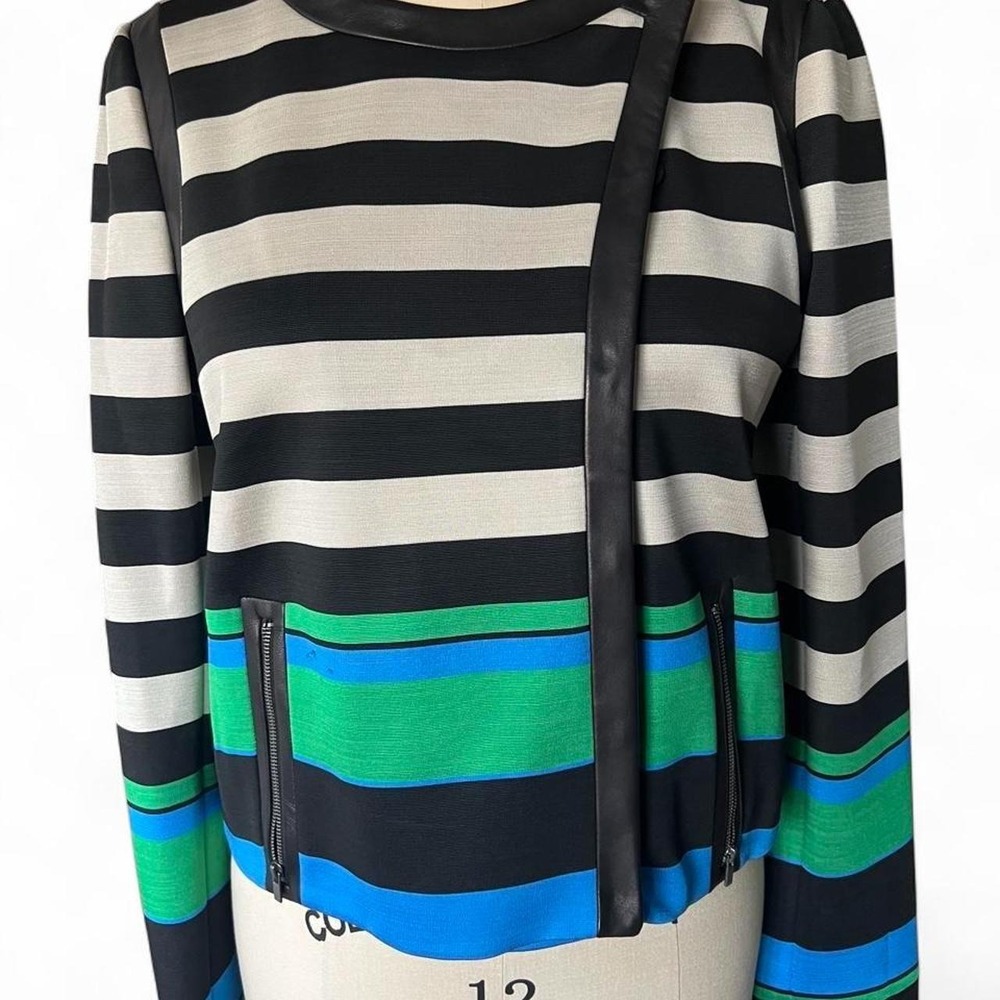 New DVF Striped Jacket with Leather Trim